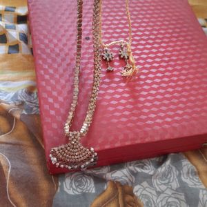 Long American Diamond Necklace Set