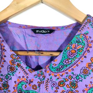 Purple Printed Casual Crop Top (Women)