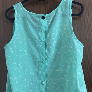 Perfect Sea Green Back Button Summery Top