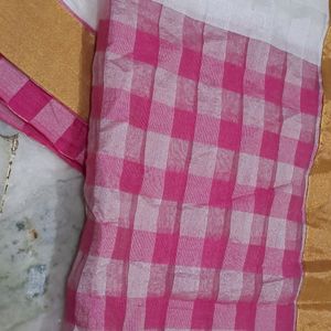 Half &Half Saree Model White And Pink Combination
