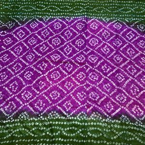 Green n Purple Bandhani Saree