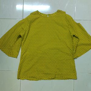 Yellow A-line Top For Causal Wear