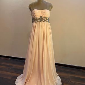 Peach Embellished Tube Dress (Bust:34)