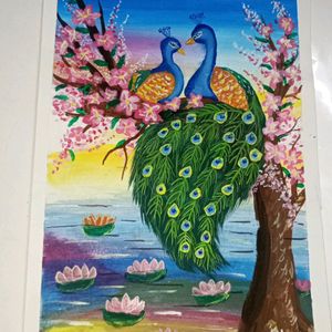 Hand made painting Of Peacock