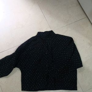 Black Color Green Dotted Short Shirt