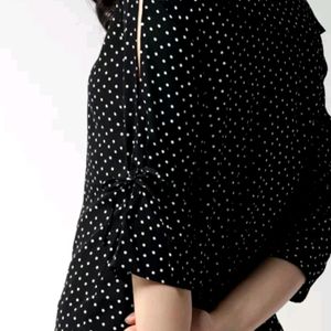 Black And White Polka Dot Stylish Top(Size M)