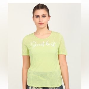 Nike Women Printed Round Neck Light Green T Shirt