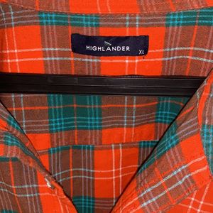 Orange Check Casual Shirt