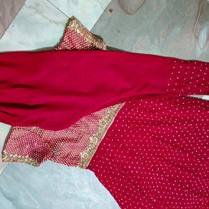 Maroon Embellished Anarkali Set