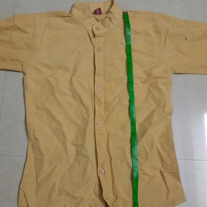 Pale yellow nehru collar kids button up shirt