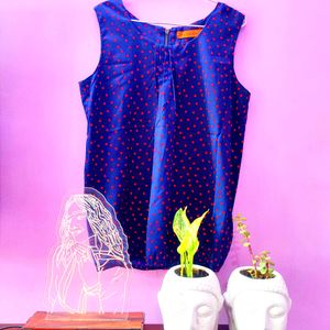 Cute Blue 3D Hearts Printed Pinterest Top (Women)