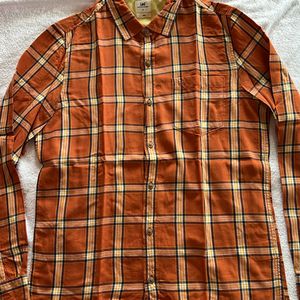 Men Lee Orange Checkered Shirt Size 38