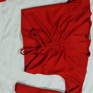 Red Solid Crop Top