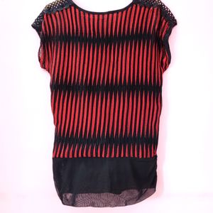 51. Red And Brack Braided Design Top