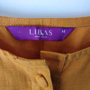 Libas Mustard Yellow A-Line Cotton Dress