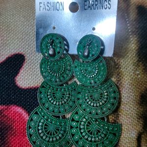 Green Jhumka Earrings