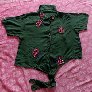 Embroidered Crop Shirt