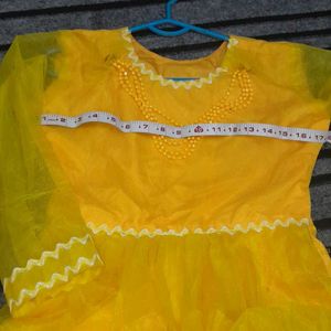 Beautiful Party Wear Yellow Layers Dress