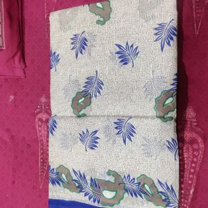 Pure Cotton Saree With Blouse Piece