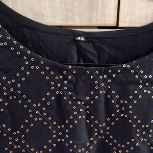 Black Kurta With Small Sequin Work (Bust 42)