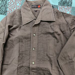 Dark Brown Printed Shirt - Regular Fit