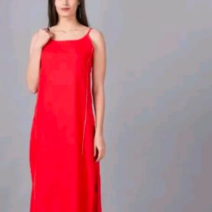 Red Kurta With Noodle Strip