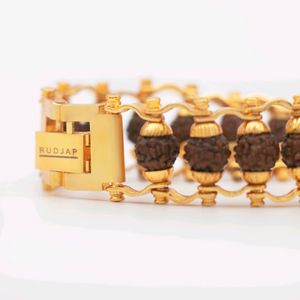 Gold plated 5 Mukhi Rudraksha Bracelet