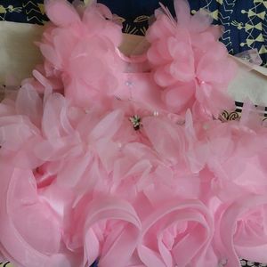 Pink Party Wear Frock For Baby Girl