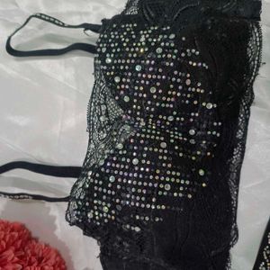 Imported Designer Bra Penty Set With Diamonds