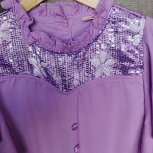 Girls Purple Sequence Top