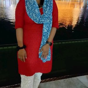 Red Chikankari Kurti