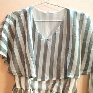 Grey And White Vertical Stripes 2 Piece Co Ord Set