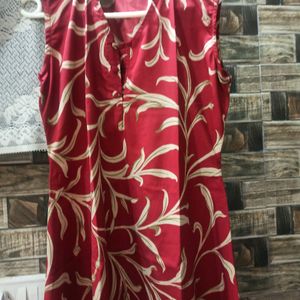 Red ♥️ Sleeveless A Line Long Kurti