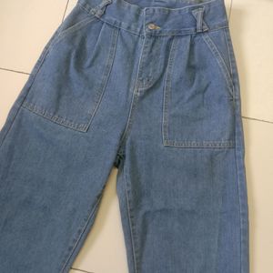 Super High Waist Straight Fit Blue Jeans