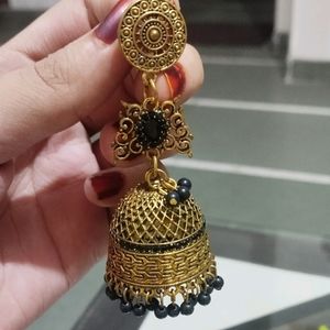 Oxidized Golden & Black Jhumka