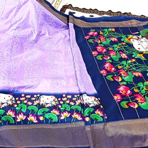 New Beautiful Dola Silk Saree With Atached Blouse Piece