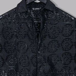 Men's Shirt Black Patchwork