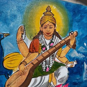 Handmade Saraswati Ji Painting