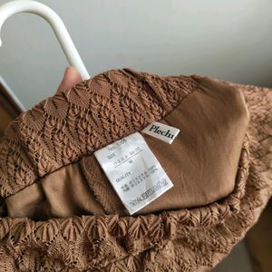 Brown Lace Flared Pant With Inner Lining