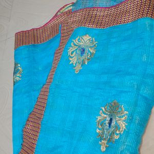 Sky Blue Colour Fancy Saree