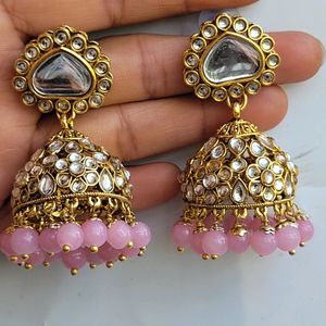 Light Pink Kundan Jhumka Set No.9