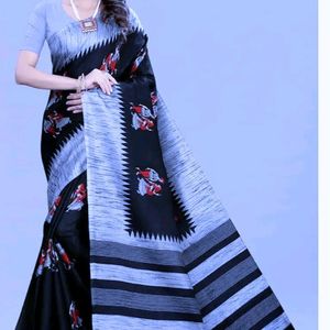 Black And Silver Party Wear Saree With Blouse