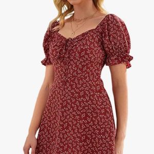 Maroon Sexy Flowers Dress