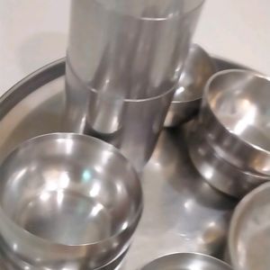 Steel Thali, Vatti, Glass, Plate Set