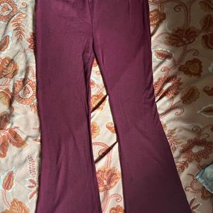 High Waist Ribbed Flared Trouser