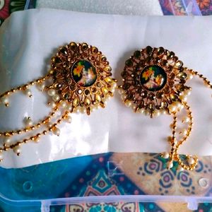 Bahubali Earring Set With Chain