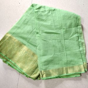 Best Cotton Line Green Saree