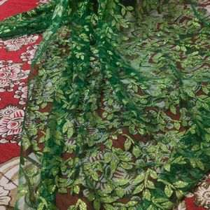 Sparkle Sine Green Net Leaf Jaal Design