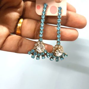 Elegant Blue Stone Long Earrings