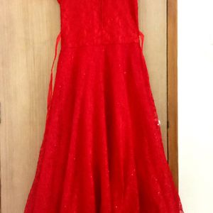 Red Colour Festive Style Dress Of Net